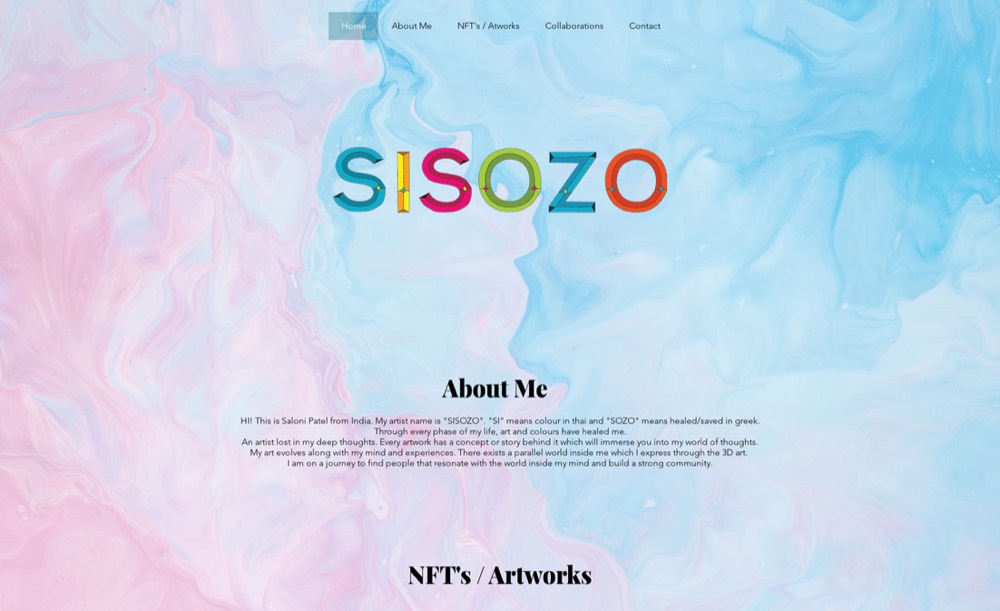 Sisozo artist portfolio homepage